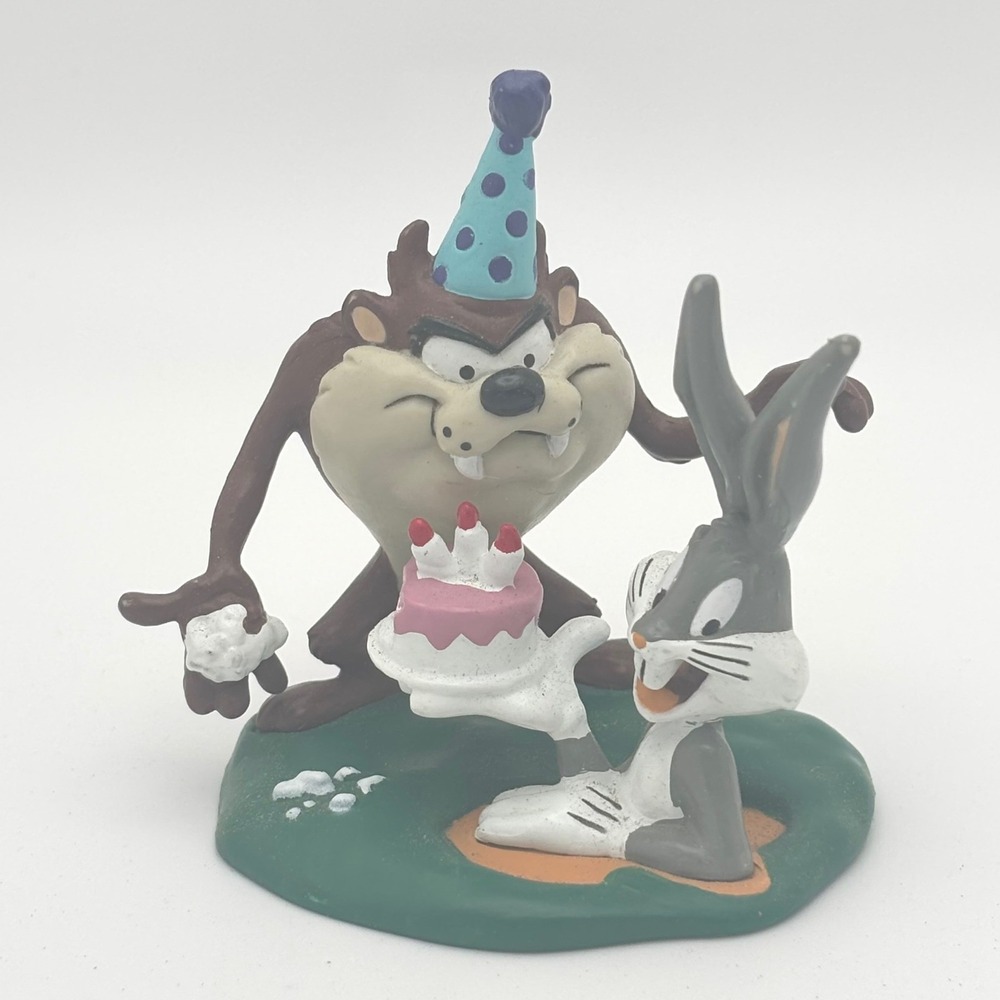 Vintage 1995 Looney Tunes Taz and Bugs Bunny Birthday Cake Topper DecoPac Figure